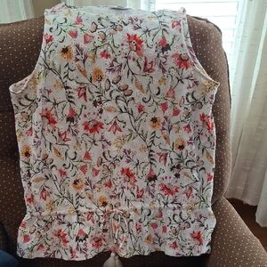 J. Jill Floral Print Sleeveless Top - White and Red